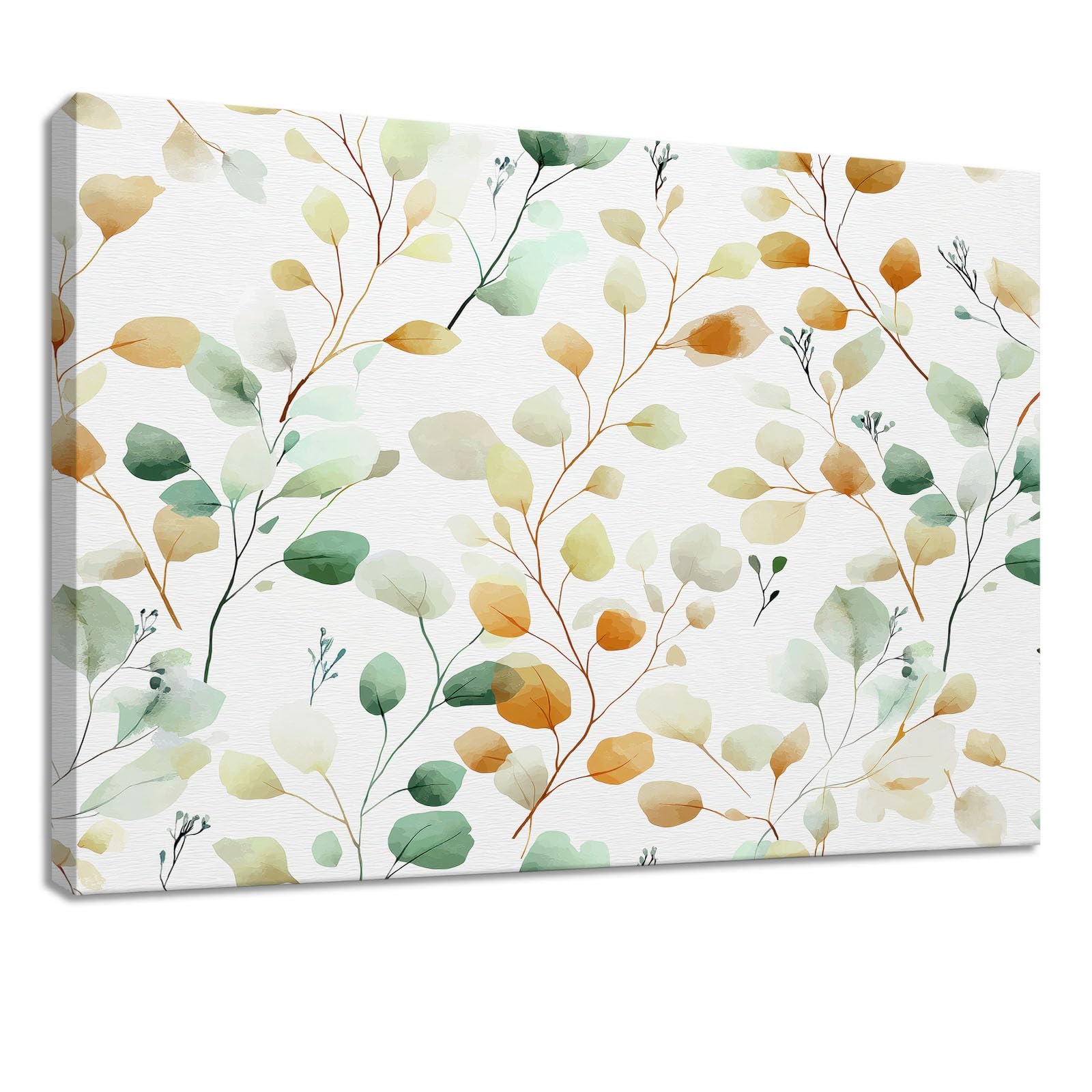 Genérico Impresión sobre lienzo de acuarela Naturaleza Cuadro Decoración de pared, Pintura 140 x 70 cm, color blanco, ramas de hojas, carteles artísticos para sala de estar, dormitorio, cocina