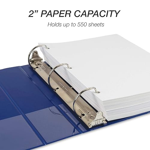 Vista 8 de Samsill Carpeta duradera de 1.5 pulgadas, fabricada en los Estados Unidos, carpeta de anillos en D, carpeta transparente personalizable, color Negro