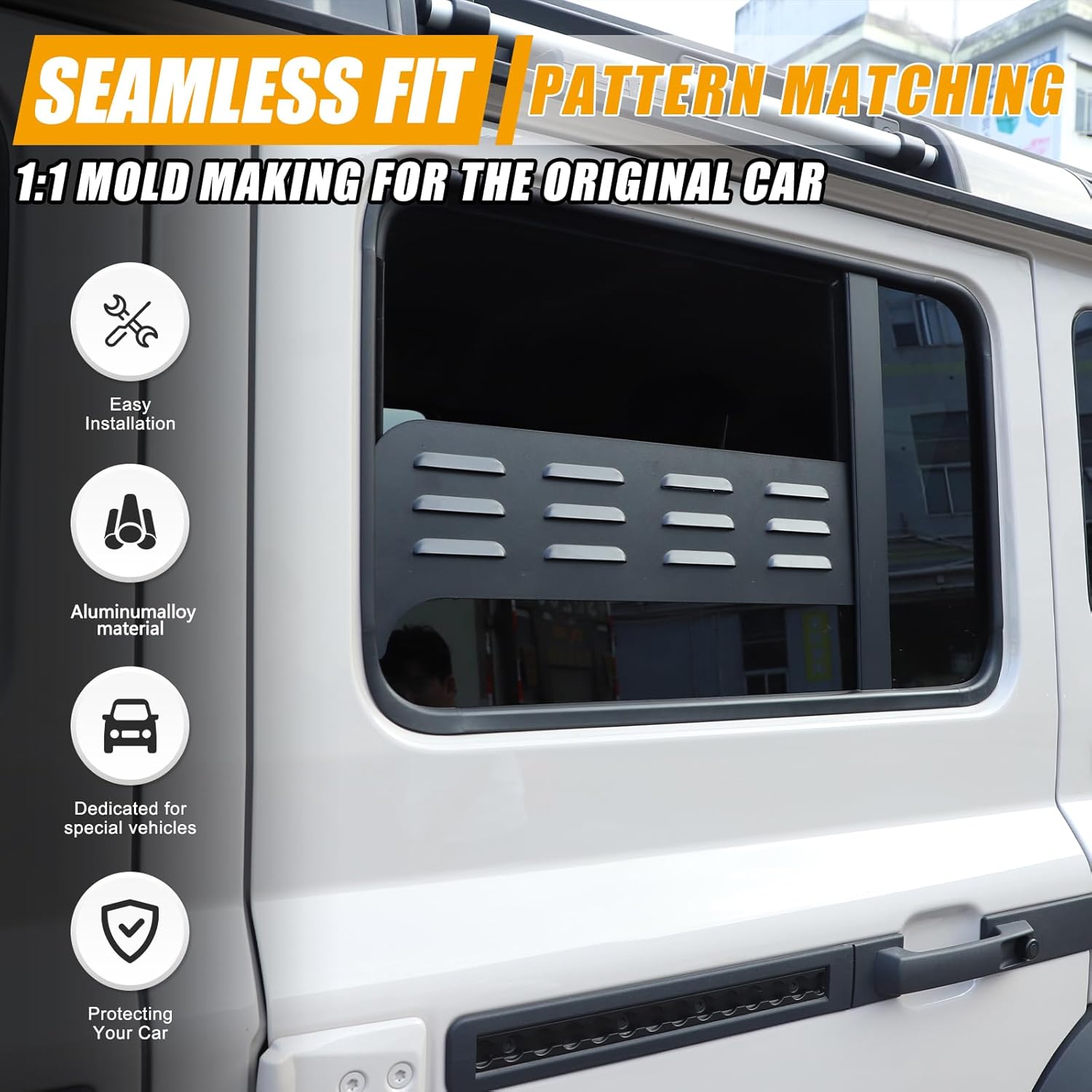 Car Rear Window Louver Vent Cover Rear Door Window Ventilation Shutters Compatible with INEOS Grenadier 2020-2024 Rear Window Ventilation Cover Aluminum Alloy Shutters Cover