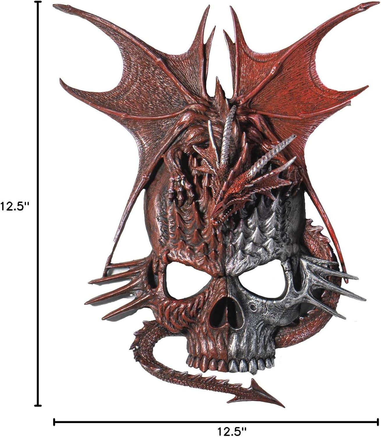 SUMMIT COLLECTION Spiral Serpent Infection Dragon on Mutated Skull Wall Plaque Fantasy Decorative Wall Sculpture 12.5 Inches