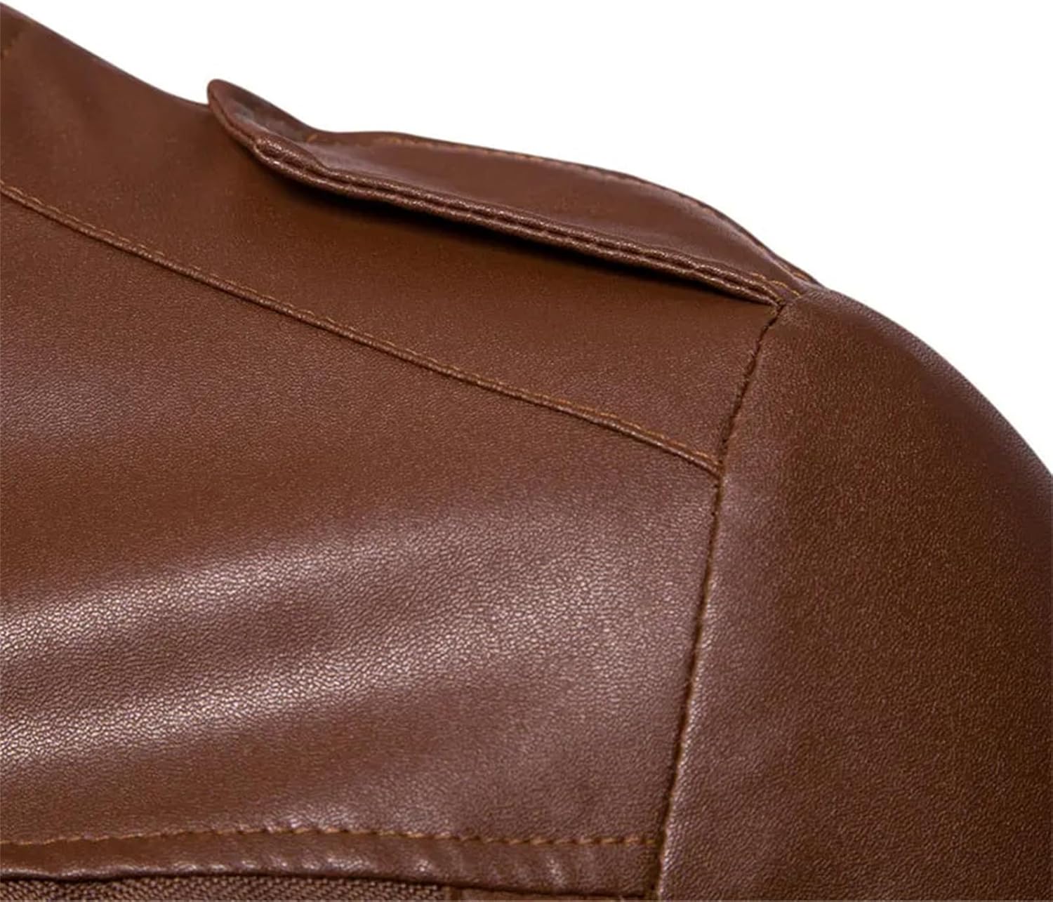 Jegsnoe Men's Leather Jacket Motorcycle Coat Lining With fleece Stand Collar Casual Faux PU Leather Jacket