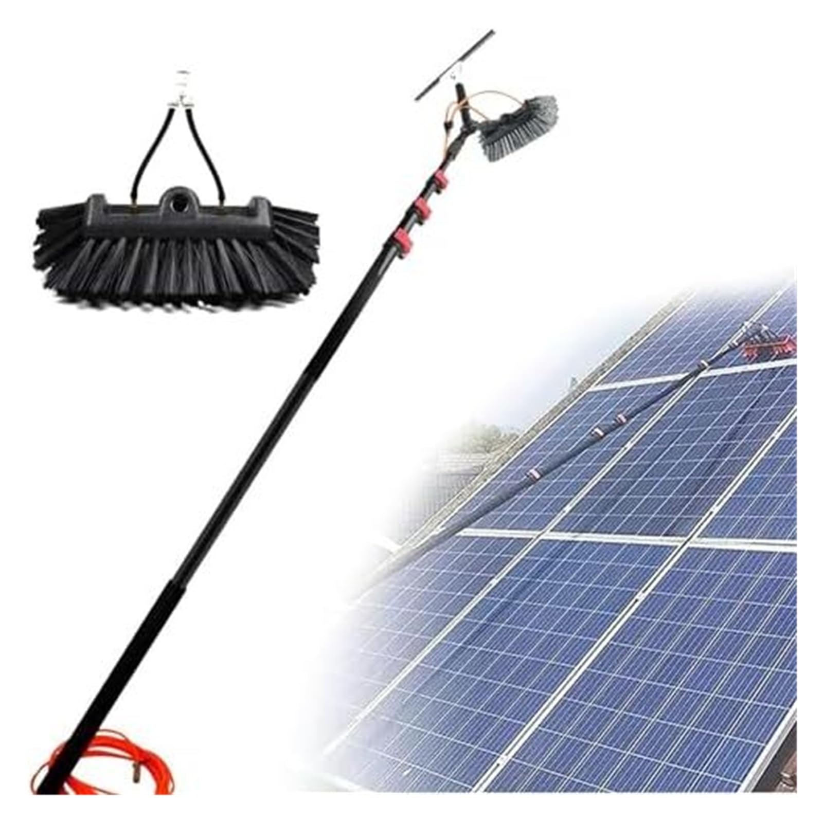 Escobilla de goma for cepillo poste limpieza ventanas aleación aluminio | Cepillo telescópico alimentado por agua con escobilla de goma: for ventanas altas, paneles solares, automóviles y techos