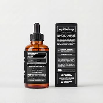NutraChamps Lions Mane Tincture USDA Organic Lions Mane Liquid Extract - 2 Fl OZ Alcohol-Free, Lions Mane Drops for Memory, Focus & Cognitive Support