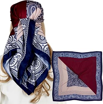 Chandrakala stylFRSH Womens Silk Like Hair Scarf, 35" Square Bandana Headwrap for Night & Daily Wear