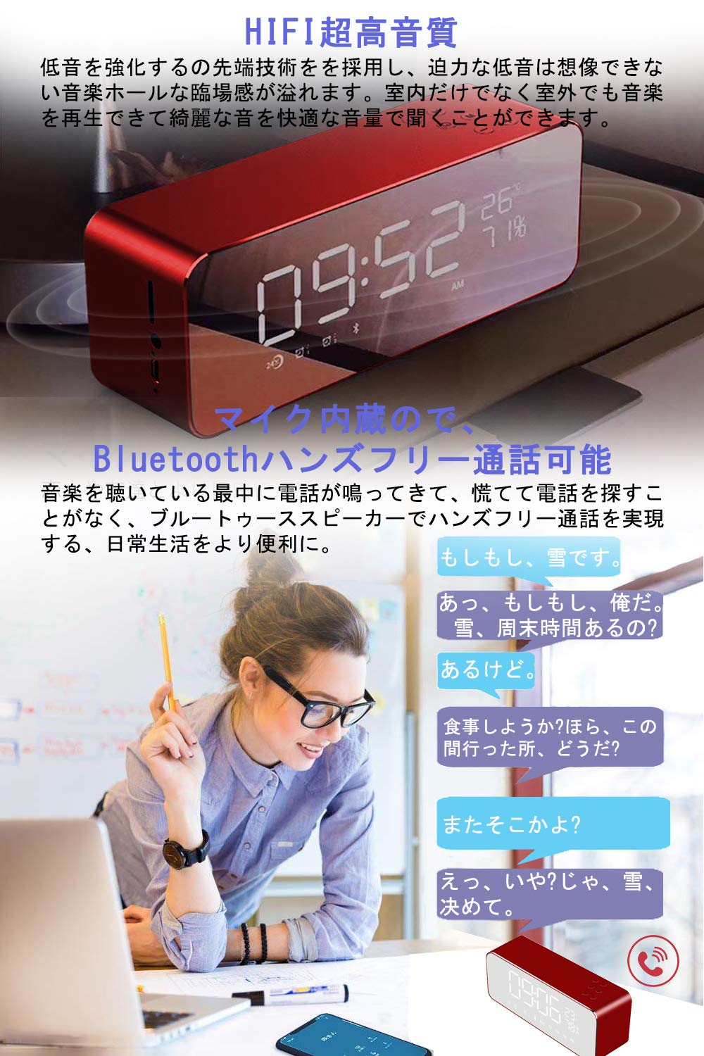 Amazon.co.jp: Bluetooth スピーカー ブルートゥーススピーカー 時計