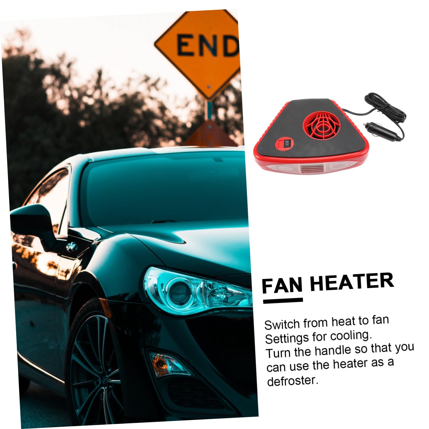 Desempañador Portátil para Coche 150w, Calentador de Vehículos | Montaje en Salpicadero, Giro 360°, Plástico y Metal, Uso en Vehículo, Parabrisas