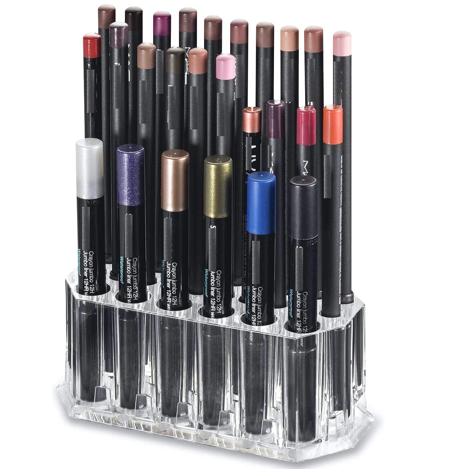 Clear Acrylic Makeup Brush Holder, 26 Slots, Beauty Storage Organizer, 13.6 x 6 cm-image-31