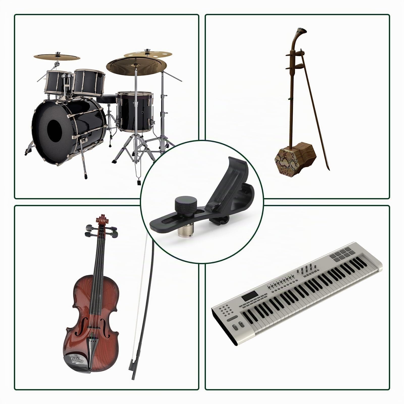 Drum Microphone Clip, 4Pcs Clip per Batteria per Microfono a Tamburo Morsetti Supporto per Tamburo per Microfono Antiurto Accessori per Microfoni per Bordo Tamburo