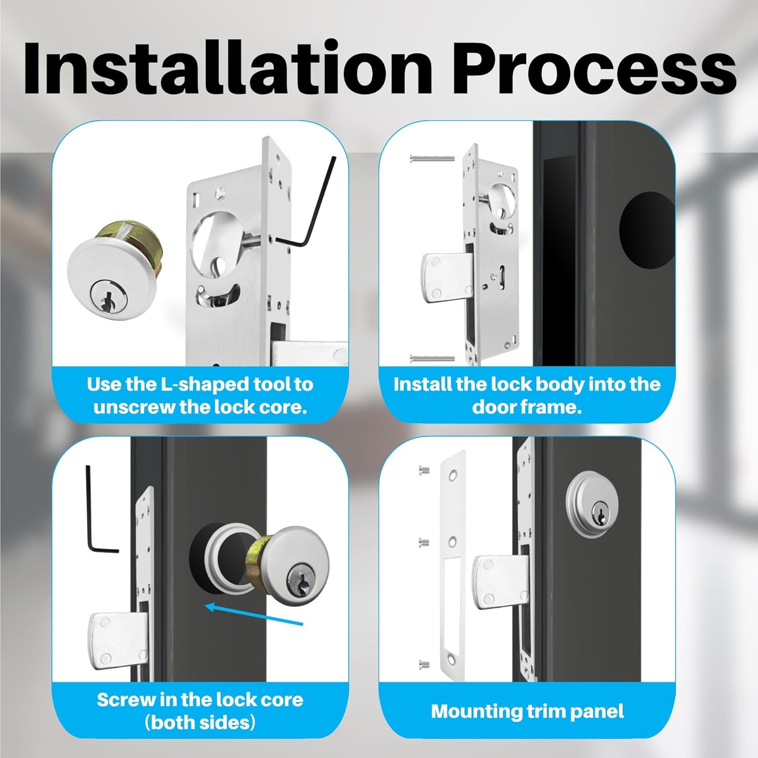 Storefront Door Mortise Lock Swing Deadbolt, Commercial Door Locks with Double Cylinder Deadbolt, Door Lack Replacement Parts for Storefront Entry Doors (1-1/8inches Backset)，1-Year After-Sale