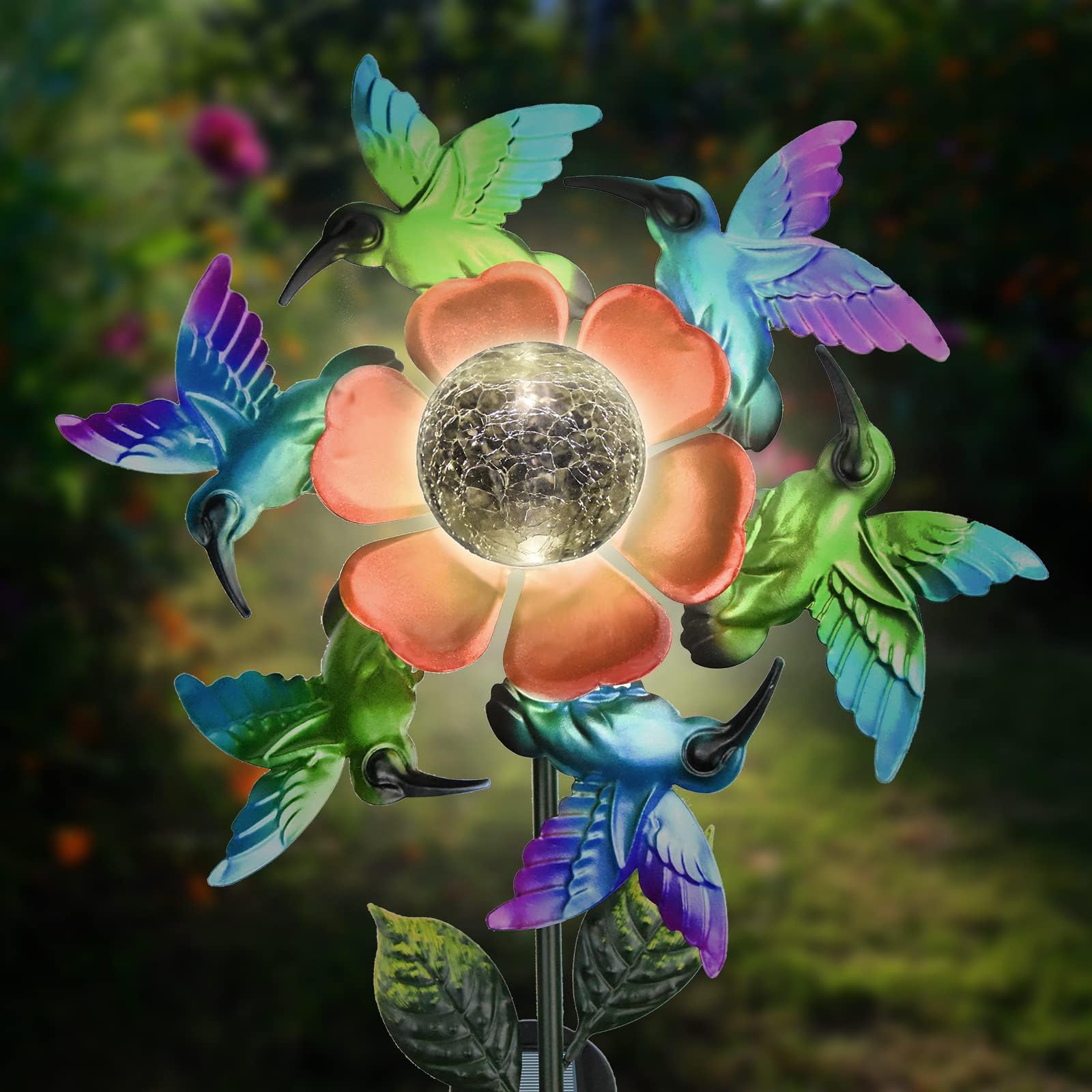 Solar Wind Spinners Hummingbird Spinner, Waterproof Outdoor
