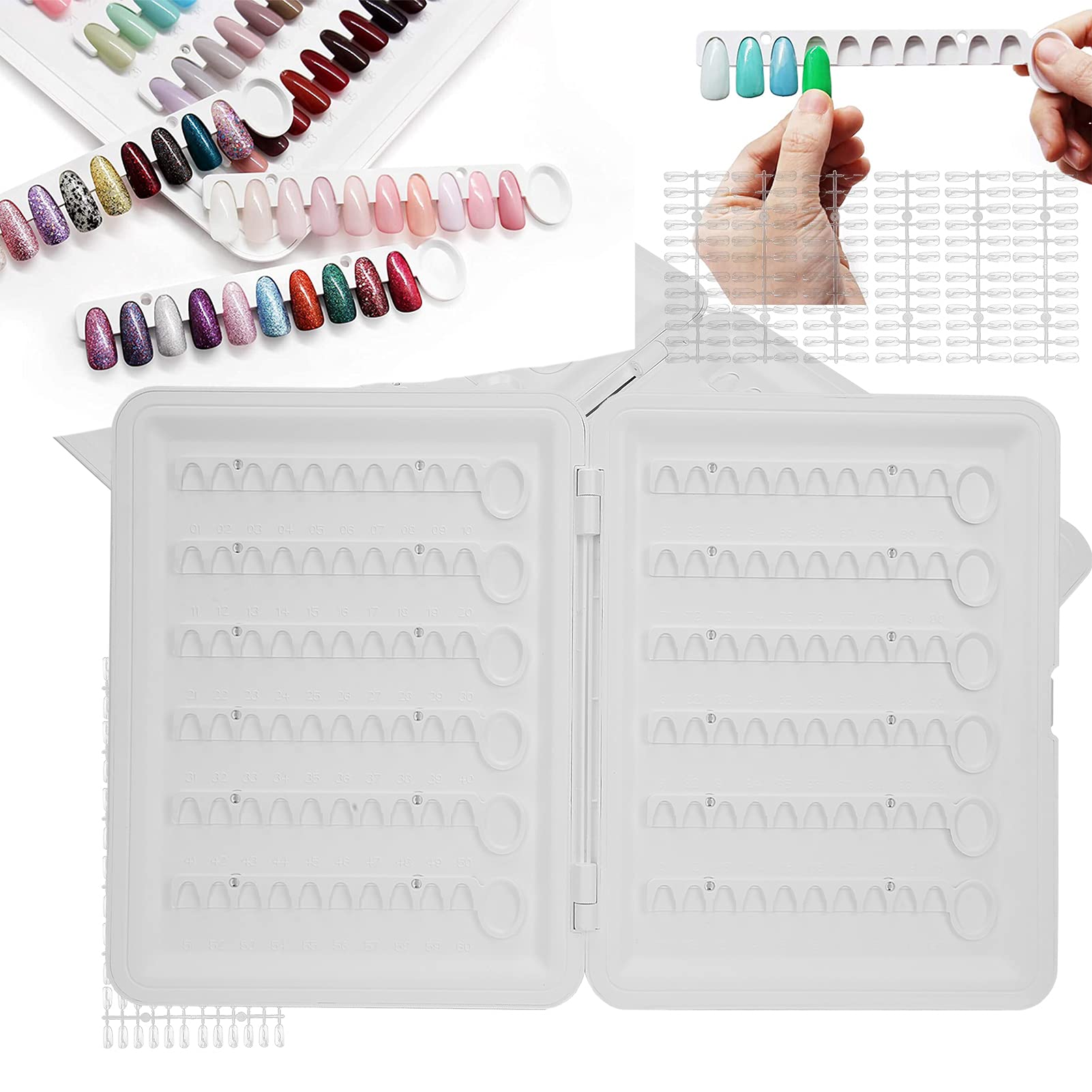 Abnehmbare Nagelspitzen-Farbtabelle mit Klaren Nummernschildern, Hochwertiges Kunststoffmaterial für den Gel-Nagellack-Vergleich, Nail-Art-Zubehör
