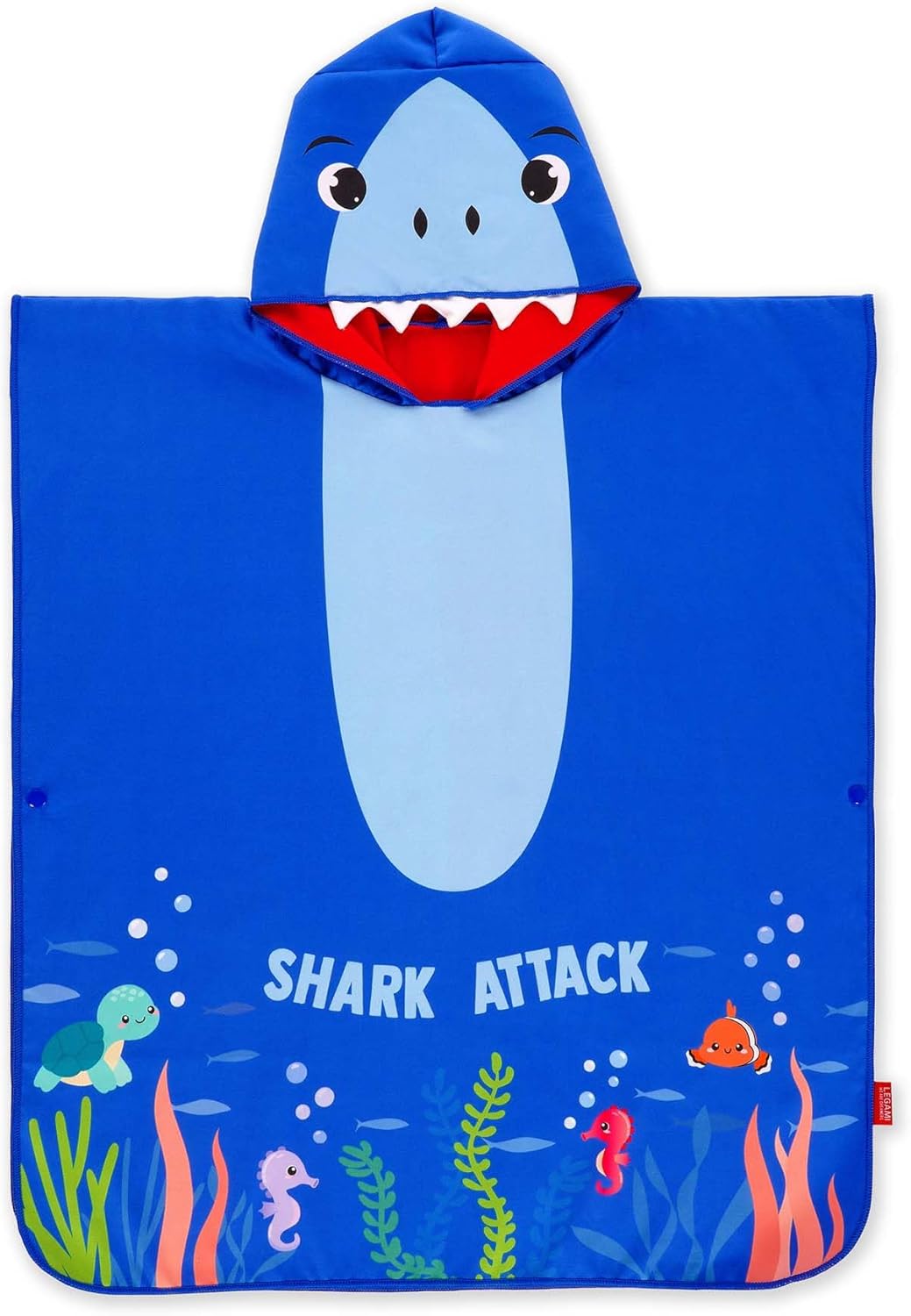 Legami Beach Towel for Children, Poncho Towel, Microfiber, Bathrobe, Compact, Lightweight, Quick-Drying, Ultra-Absorbent, with Hood, One Size
