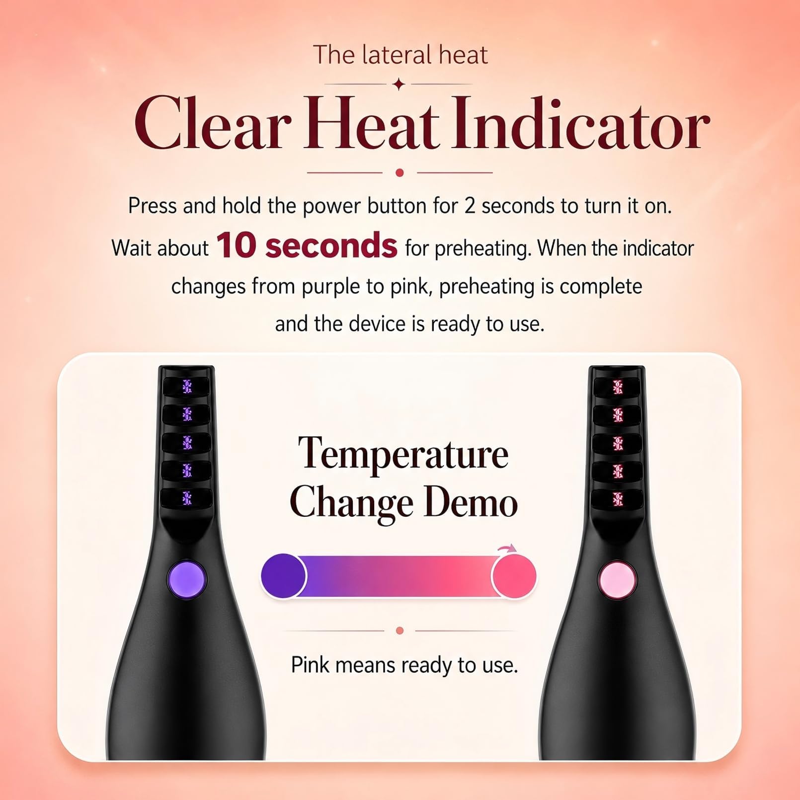 Rizador Pestañas Electrico, Heated Eyelash Curler con Termico Calienta en 10 seg 3 Accurate Temperaturas Hasta 95°C para Longue Efecto 24 Horas, Auto Off, Uso Rápido y Sencillo, Recargable por USB