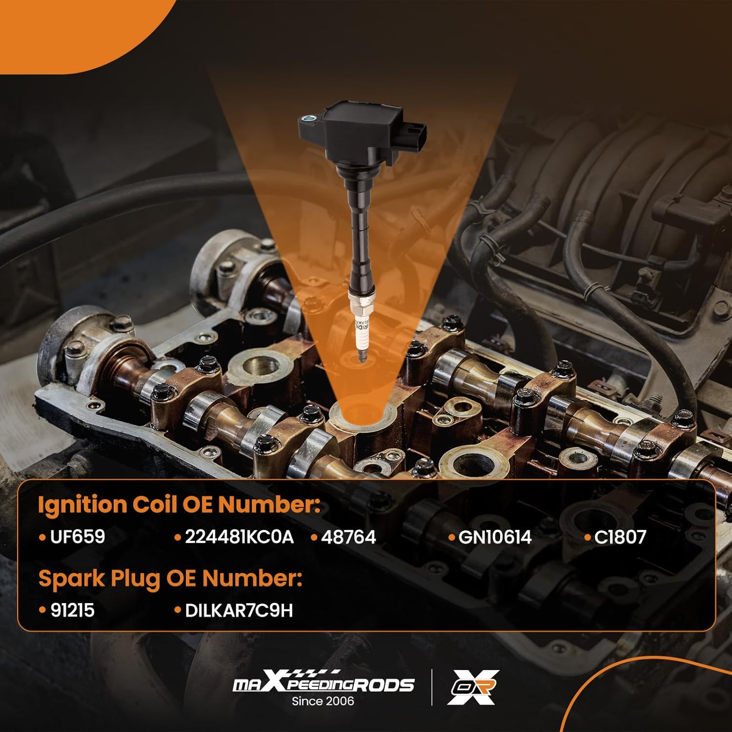 maXpeedingrods UF659 Set of 4 Ignition Coil Pack and Iridium Spark Plugs Fit for Nissan Juke 2011-2017 1.6L L4, Ignition Coil Kit Replaces UF-659 224481KC0A