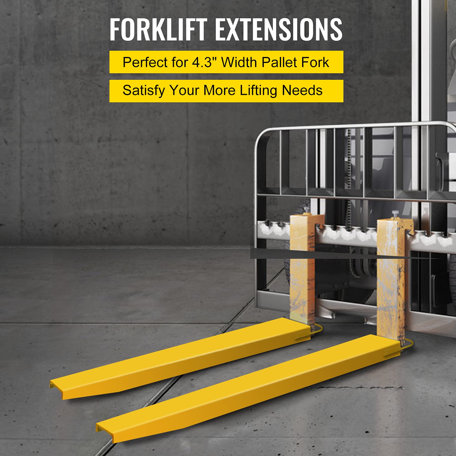 VEVOR Prolunga Forca Pallet per Carrello Elevatore 96 x 5 Pollici, Estensione Forca Pallet per Trattore e Sollevamento, Forcella per Pallet Adatto Macchina nell'Industria, Settore della Costruzione