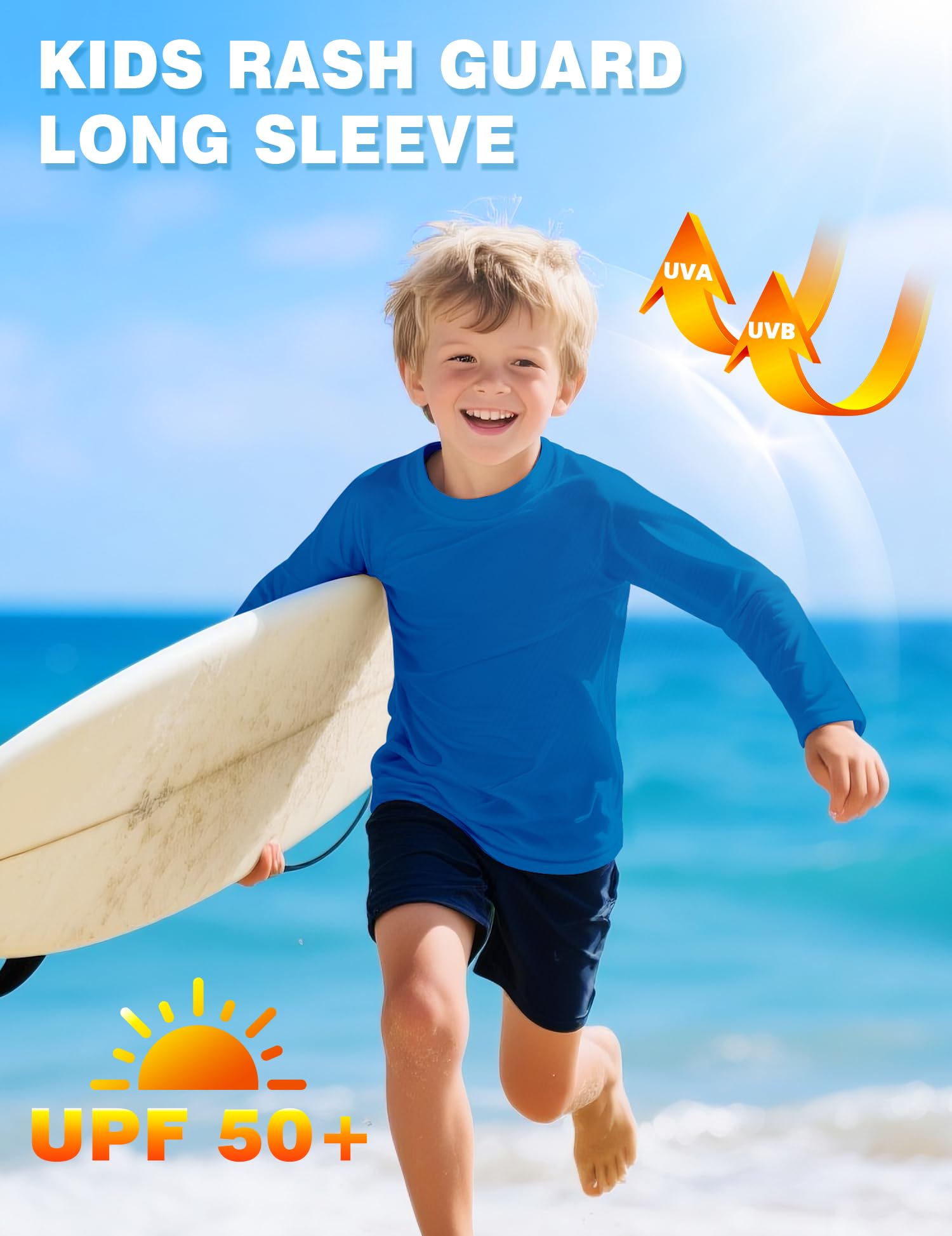 Camiseta de natación con protección solar UPF 50+ para niños, de manga larga, de secado rápido, para pesca, para niños y jóvenes, tallas 2T-16 años