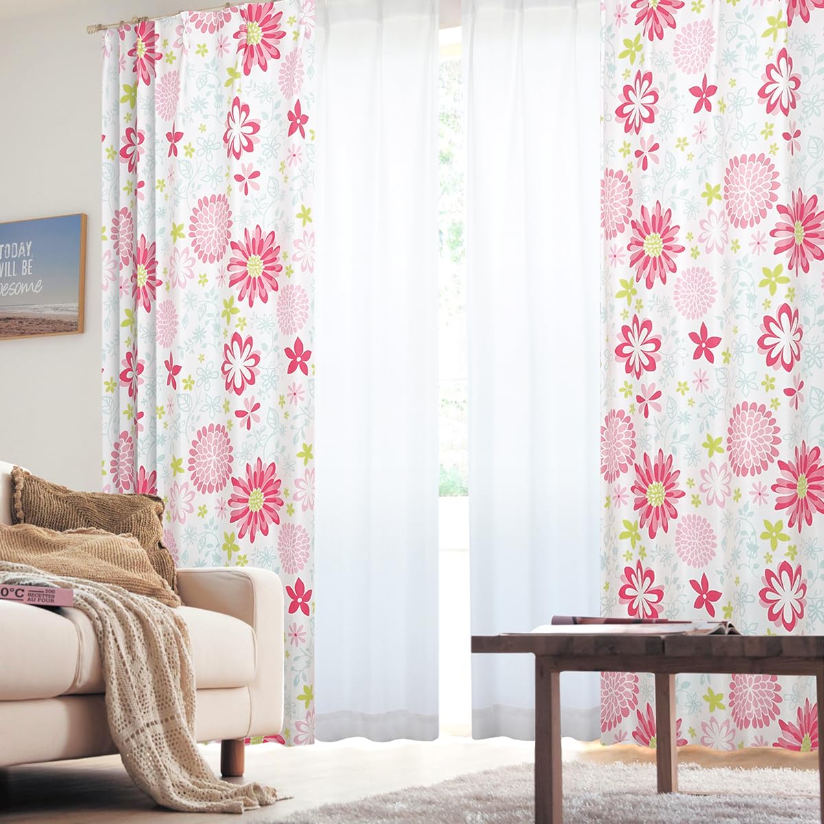 Amazon.co.jp: [カーテンくれない] 花柄遮光カーテンセット 防炎 形状