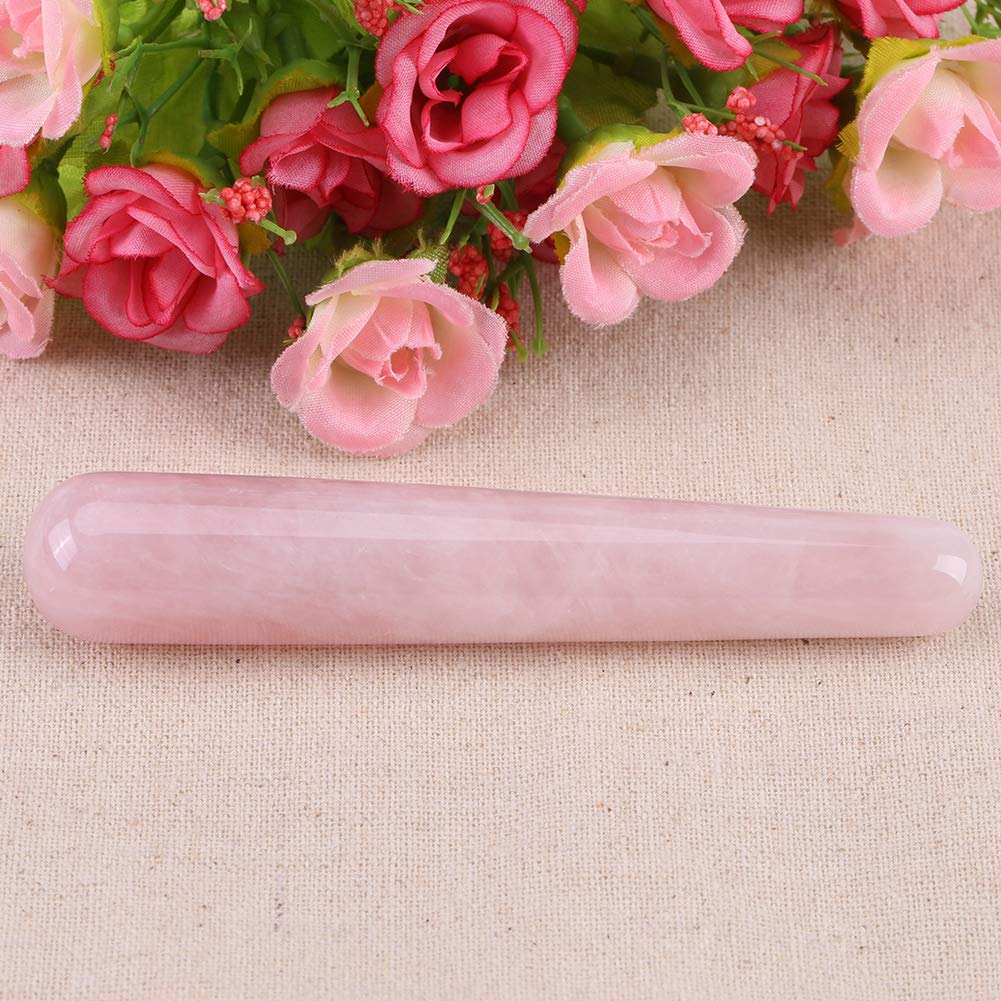 HERCHR Kristall-Gesichtsmassage-Werkzeug, Gua Sha-Gesichtswerkzeug mit stabförmigem Gua Sha-Stein für die Gesichtsmassage Akupunkturpunktmassage(Rosa)