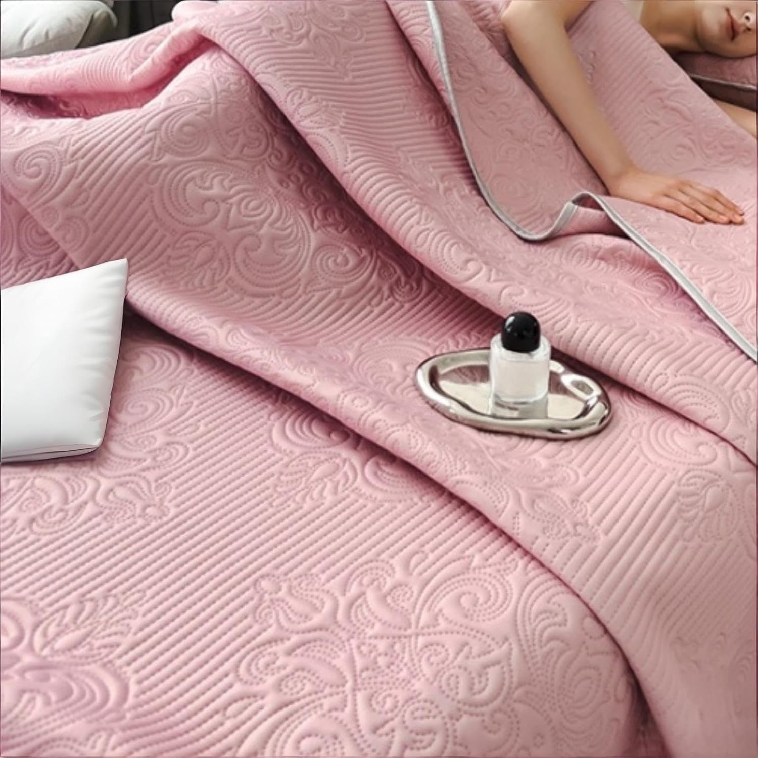 JvFbjLF Summer Travel Blanket – Cool-touch Fibre(Pink Flowers,180x200cm)