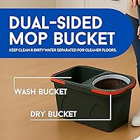Vista 3 de Easy Spin Microfiber Spin Mop and Bucket Set with Handle – Cleaning Tools for Home and Kitchen, Splash-Free Design, 360° Rotating Head, Ideal