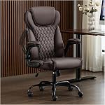 Amseatec Big and Tall Office Chair with Footrest, Ergonomic Leather High Back Computer Chair Infinite Lock Reclining 90°-135°,20 Spring Packs,300lbs Executive Desk Chair for Home Office(Black)