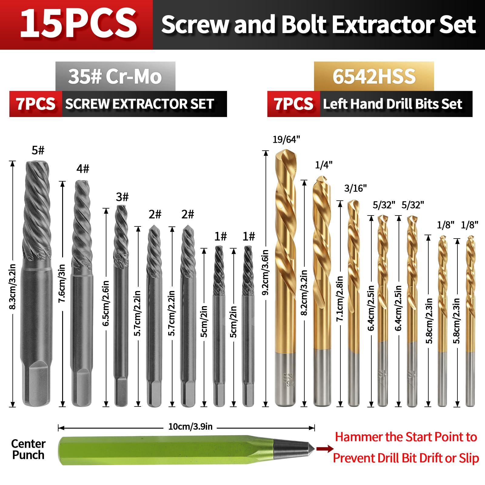 Screw Extractor Set - Remove Stripped Bolts Easily -2
