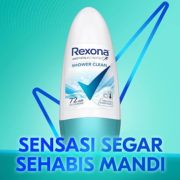 Rexona Women's Antiperspirant Deodorant Roll-On Shower Clean Shower Clean, 1.5 fl oz 45 ml x 6 Pieces