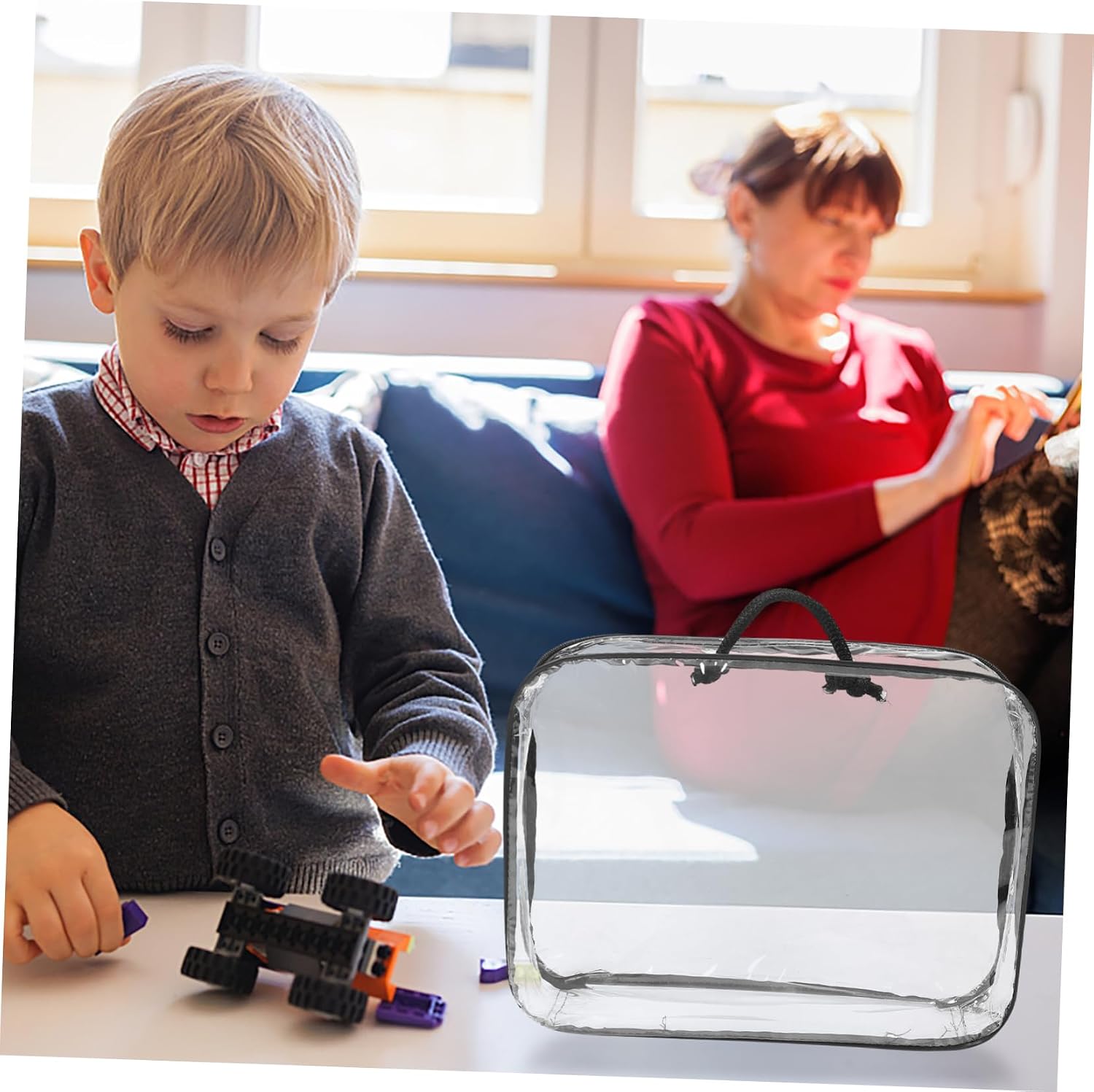 CHILDWEET Transparent Toy Storage Bag with Handles Heavy Duty Organizer for Toys Clothes and Accessories Portable Tote for Home and Travel Capacity Storage