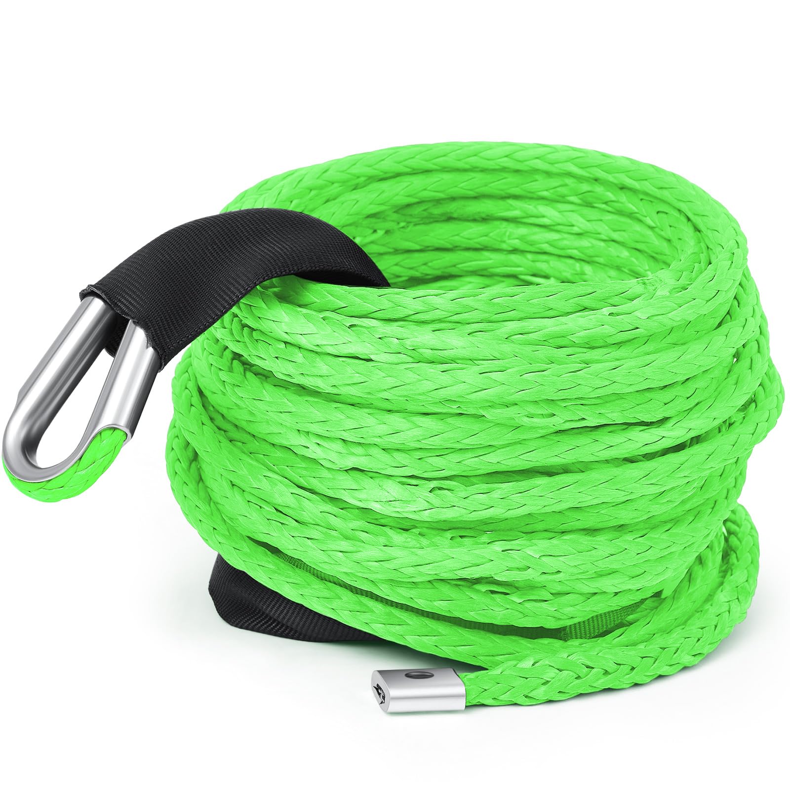 Synthetic Winch Rope 3/8'' x 50ft 13, 348 Lbs Synthetic Winch Line Cable Rope with Protective Sleeve for Off Road Vehicle 4WD SUV Truck ATV UTV SUV(Green)