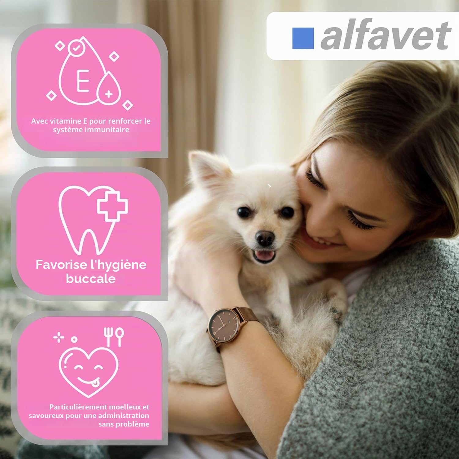 alfavet FeliGum Gingiva | Pack Double | 2 x 120 g | Complément Alimentaire pour Chats et Petits Chiens | avec extrait d'écorce de Saule et acides Gras oméga-3 | Délicieuses Gouttes à mâcher