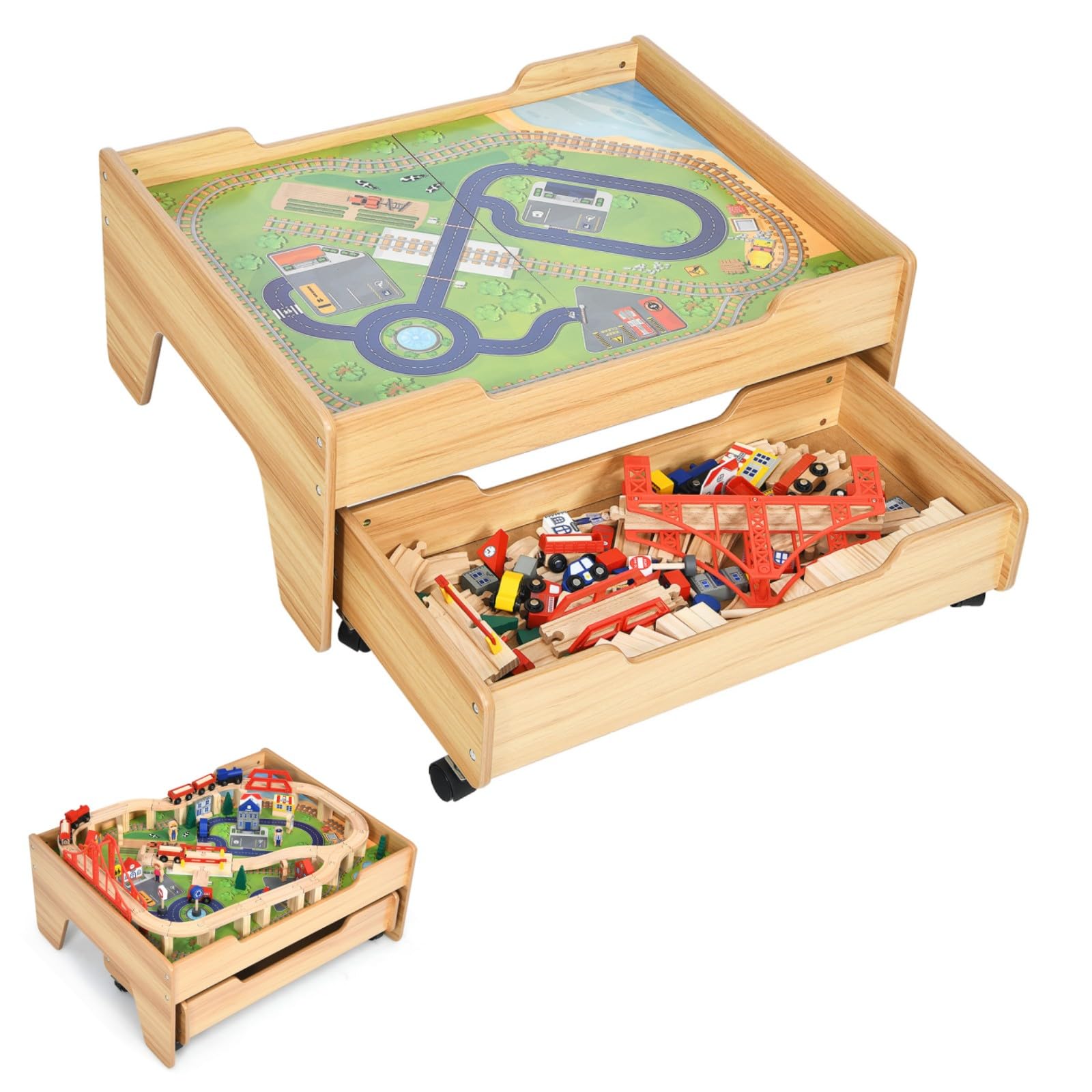 Costway 2 in 1 Houten Montessori STEM Treinset Costway 2 in 1 Houten Montessori STEM Treinset