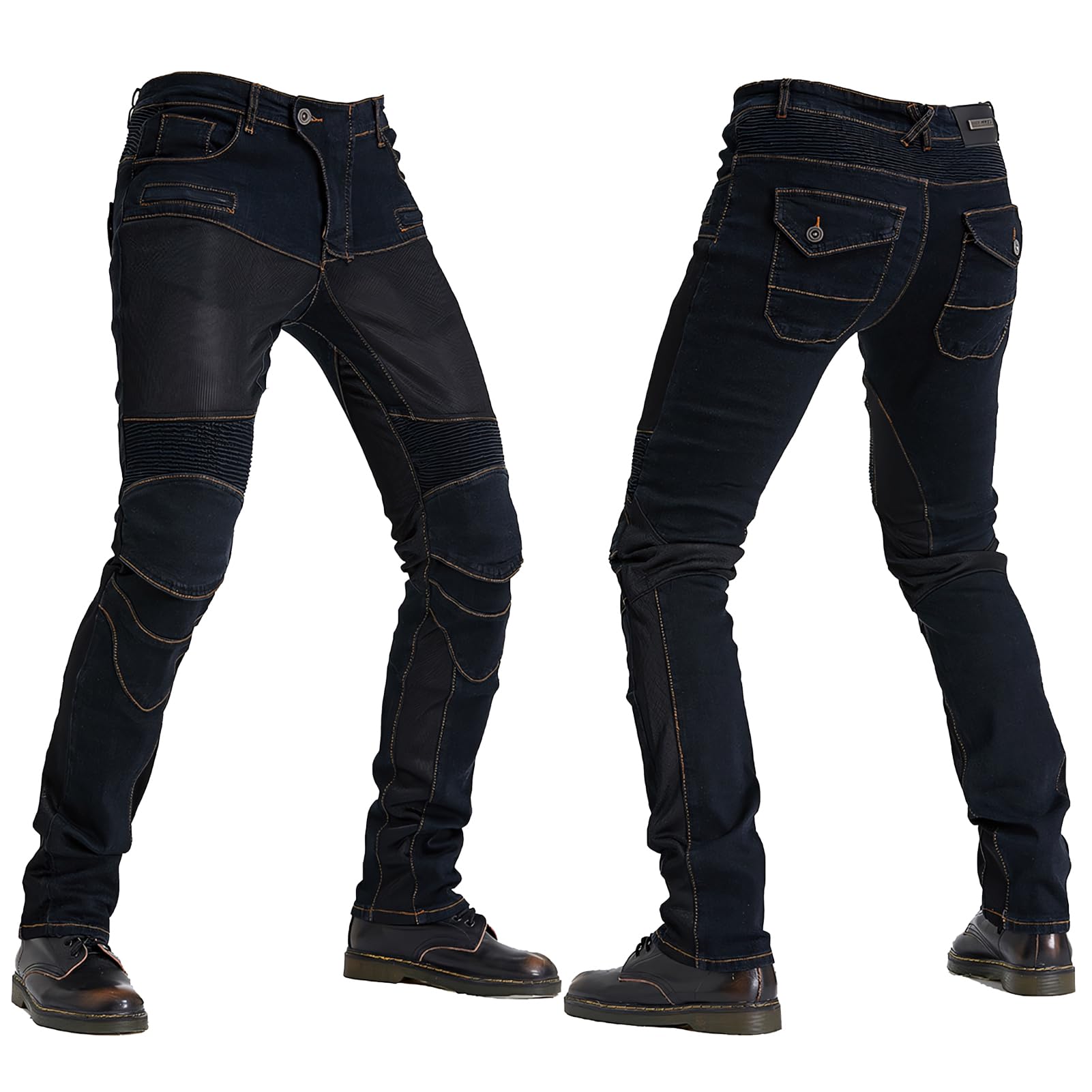 Pantaloni da Moto Uomo Traspiranti con Protezioni, Jeans da Motociclista alla Moda