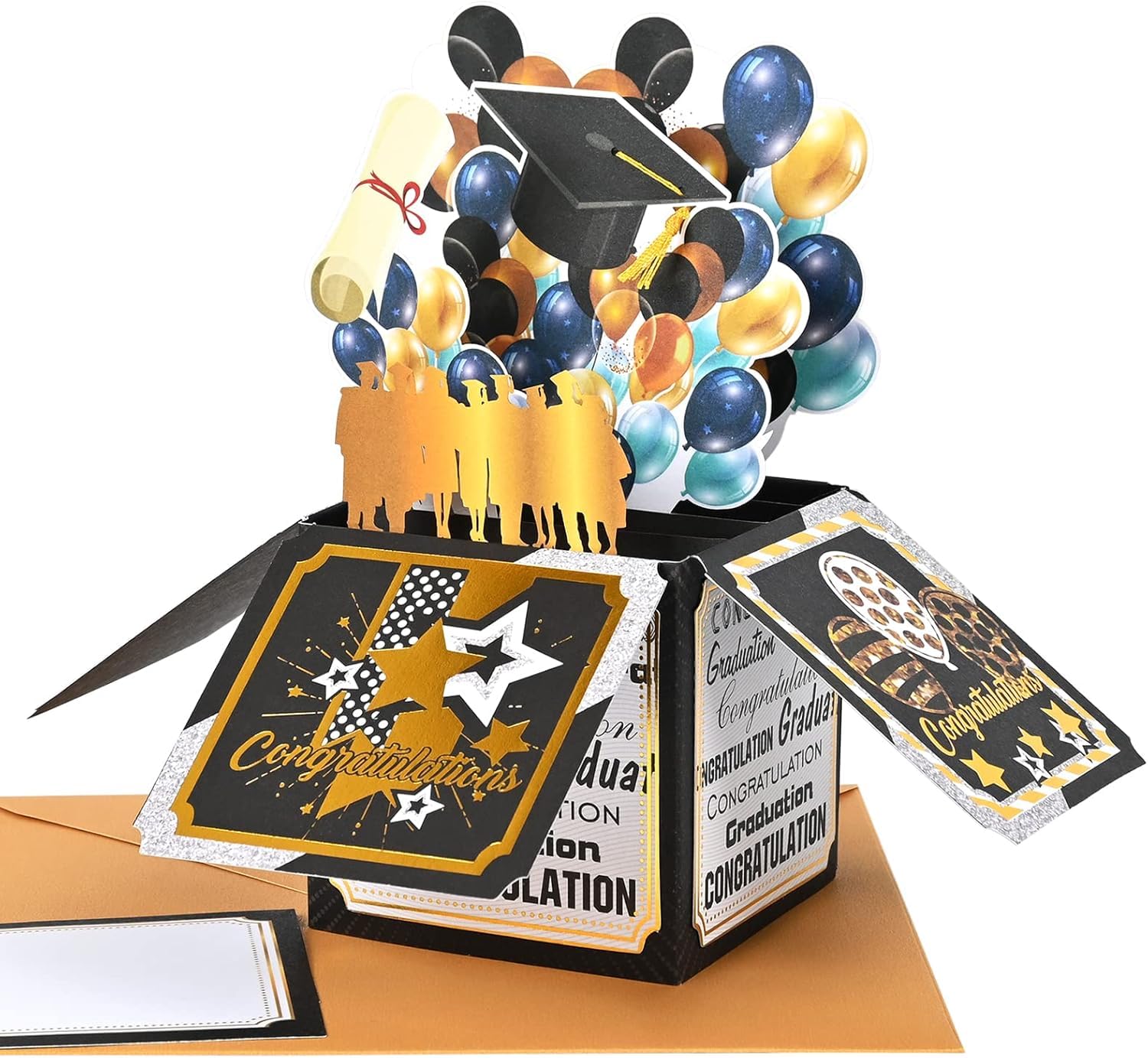 Giiffu Graduation Cards, 3D Pop Up Graduation Greeting Card with Envelope and Note Card, Congrats Card for College, High School, Congratulation