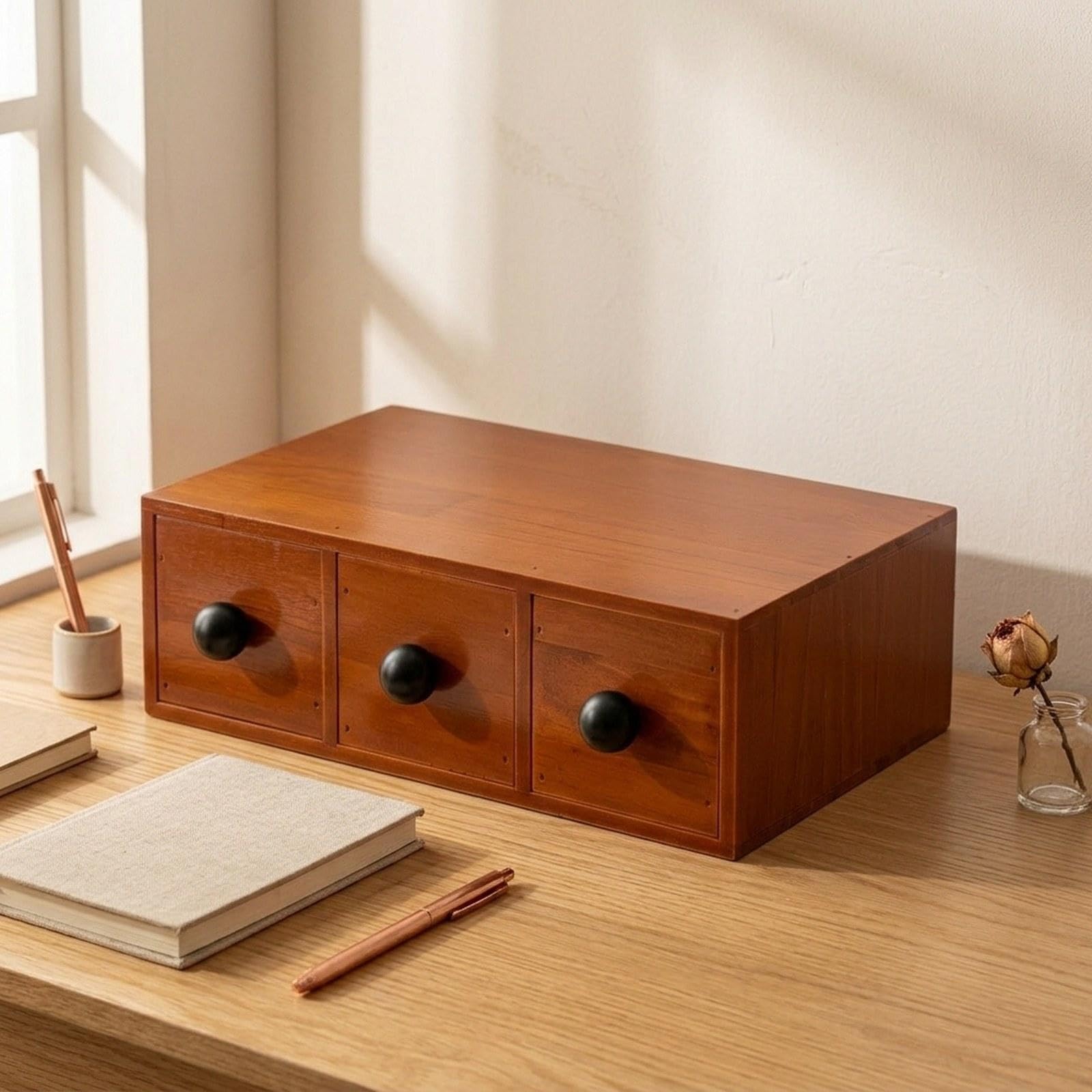 Organizzatore da scrivania con cassetti, portaoggetti da tavolo, scatola organizer creativa e versatile con cassetti per scrivania, 3 Cassetto