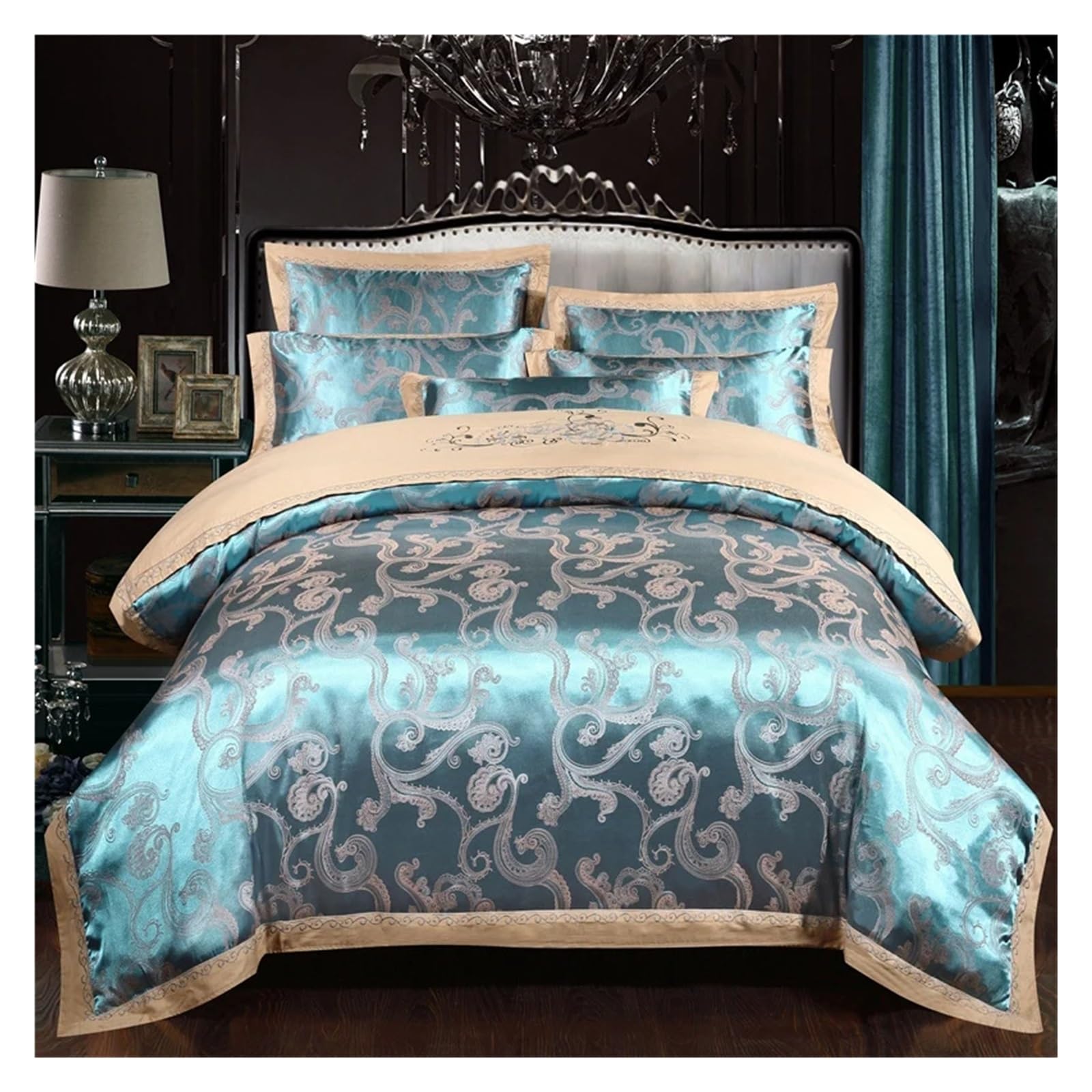 Sbcgfy D Luxury Bedding Sets Silk Cotton Jacquar Queen/King Size Uvet Cover Set Wedding Bedclothes Be Linen Quilt Cover,Cotton Uvet, Zq-11042,-Queen