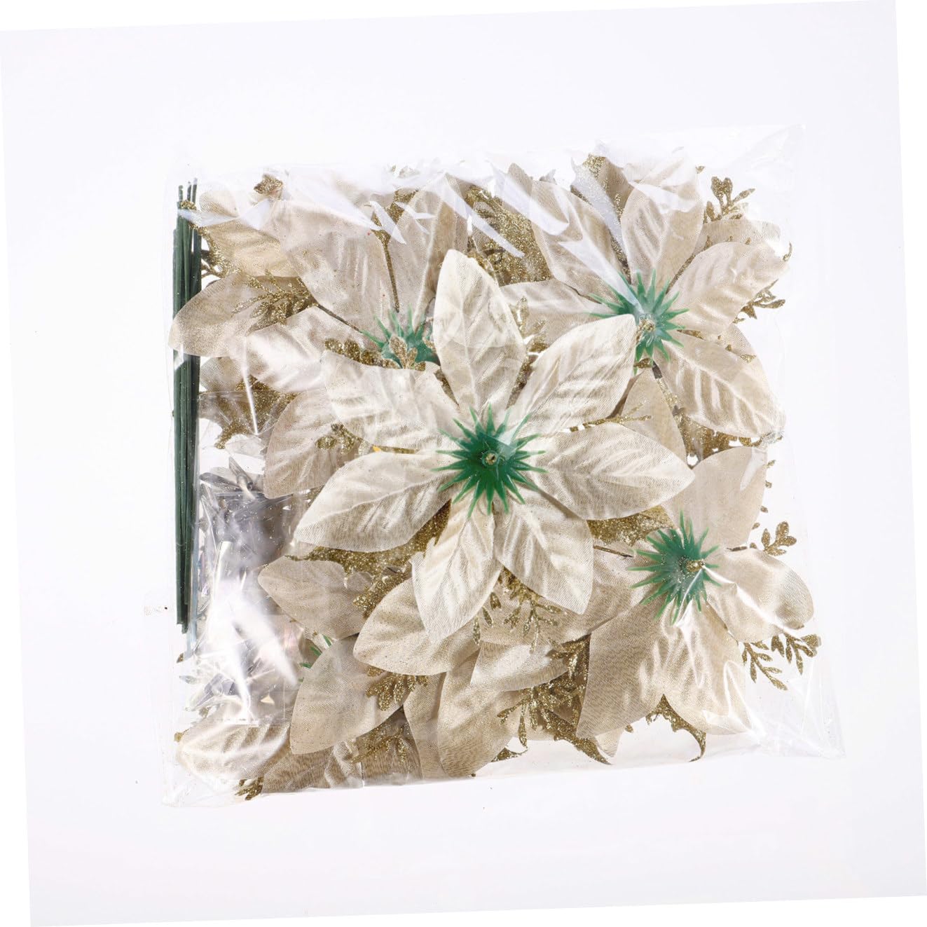 Alipis 12stücke Weihnachtsstern Glitzer Blumen Künstliche Poinsettia Dekoration Für Weihnachtsbaum Und Party Inkl Stängel Und Clips Für Festliche Arrangements Und Kreative Gestaltung