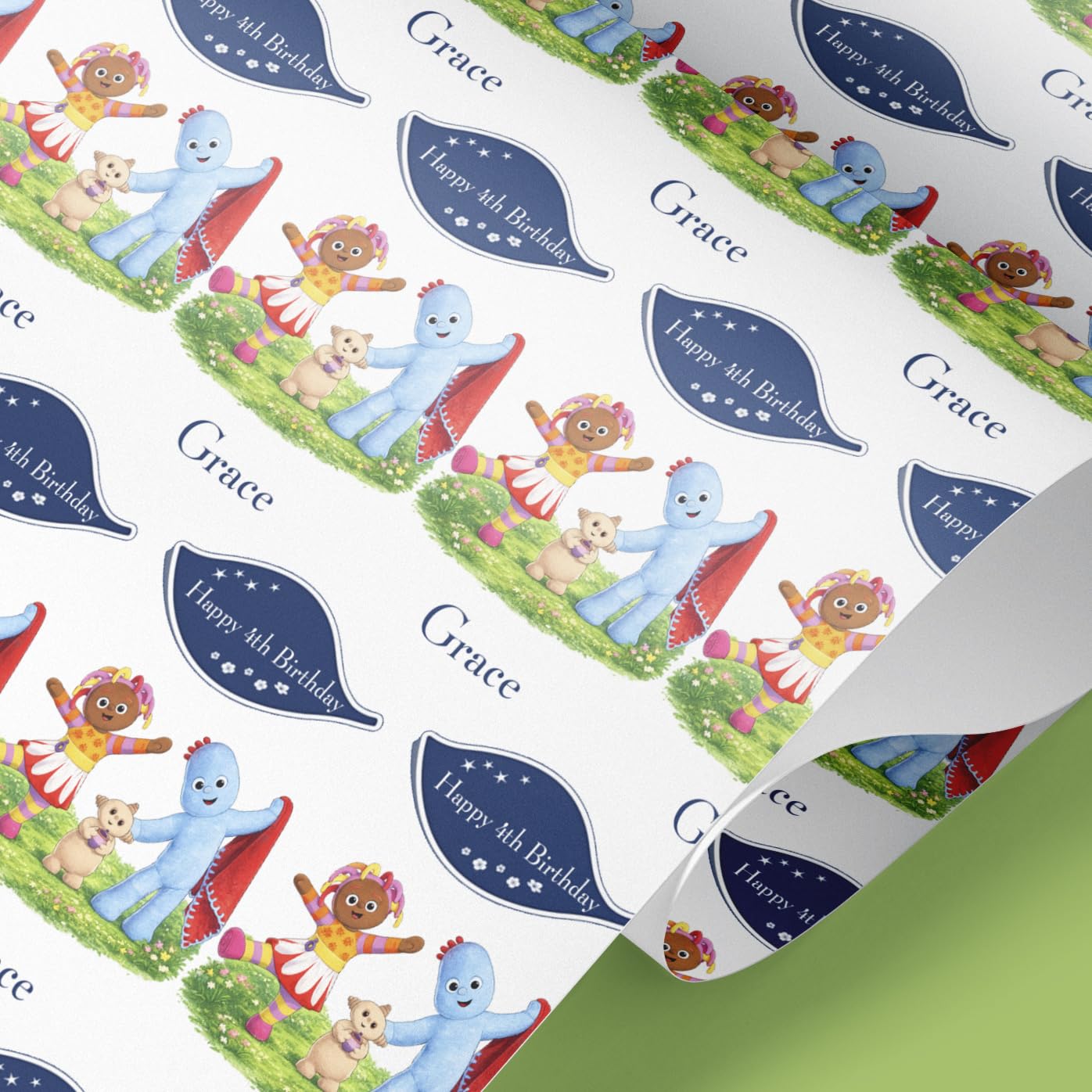 Personalised Dreamtime Friends Wrapping Paper with Name & Age – Kids Storybook Night Birthday Gift Wrap – Custom Children’s Design – 61cm Wide Premium Roll (4mt)