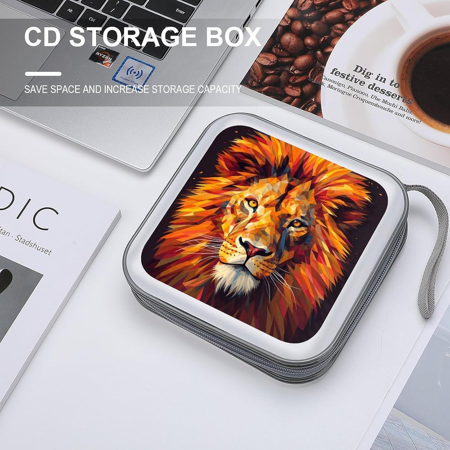 Yellow Lion Head CD/DVD Case Holder 40 Capacity image 4