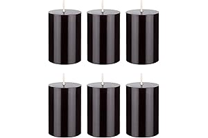Mega Candles 6 pcs Black Round Pillar Candle