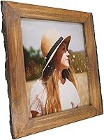 IKEREE 8x10 Rustic Picture Frame with Real Bark Edges - Handmade Solid Wood Photo Frame for Tabletop or Wall Display, Natural Brown Farmhouse Decor