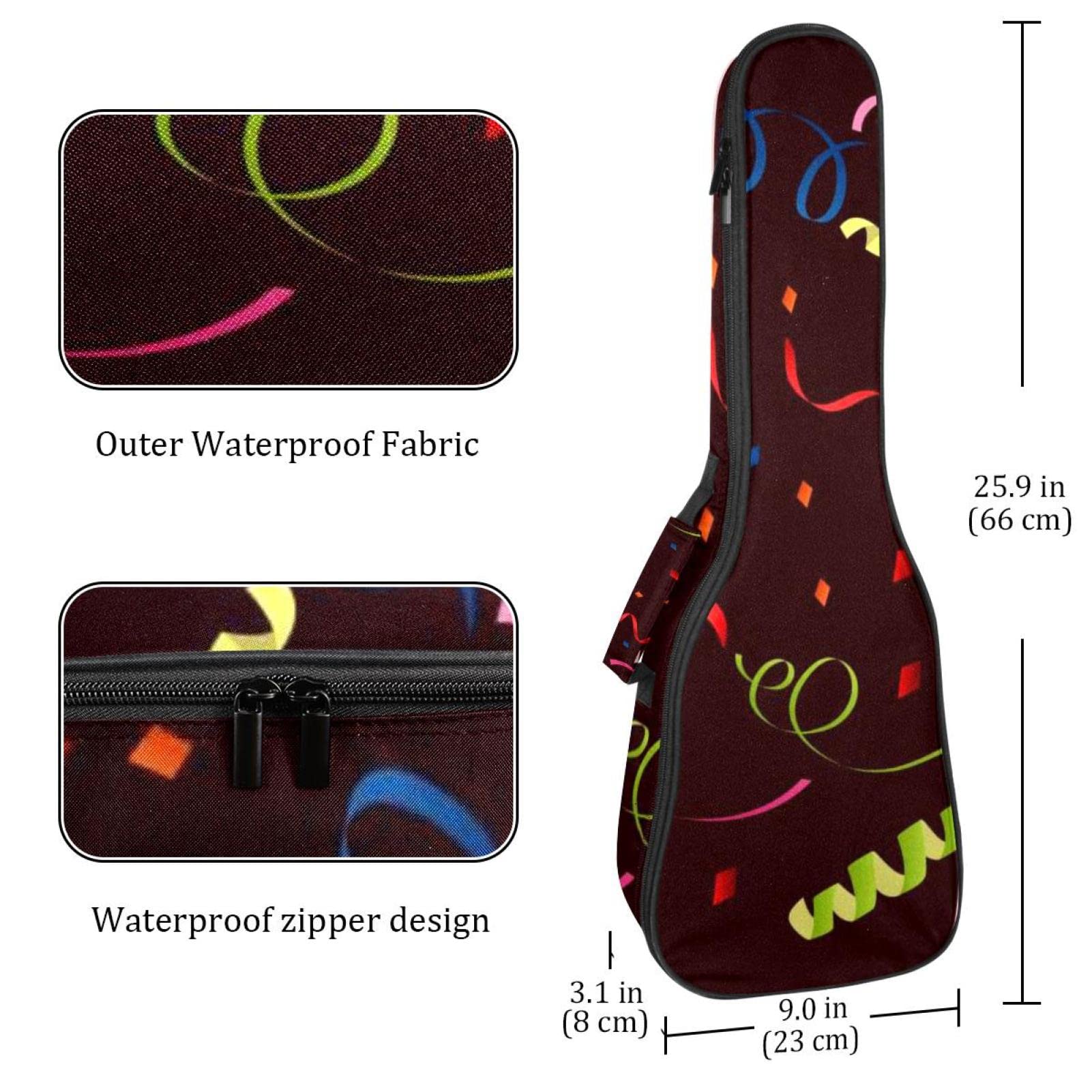 Sac à dos robuste pour ukulélé de concert - Sac de rangement pour ukulélé soprano - Ukulélé ténor - Sac rembourré de 10 mm - Imprimé serpentine