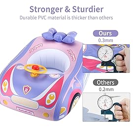 Swimbobo Toddler Pool Float with Seat Boat Inflatable Ride-on Car for Kids Outdoor Toys(Purple Pink Car)