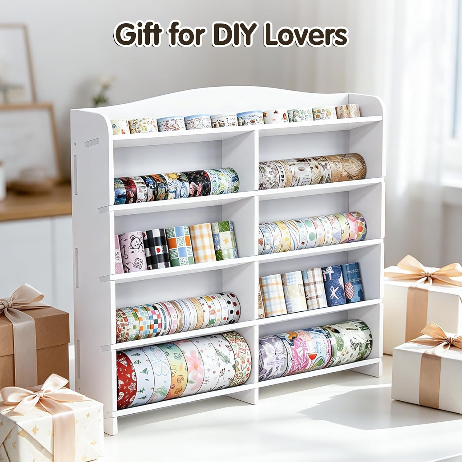 SANFURNEY Washi Tape Organizer - 5 Tiers Washi Tape Storage Wall-Mounted Washi Tape Holder Desk Accessories Display Caddy Decorative Masking Tapes Display Rack for Art Craft
