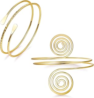 2Pcs Arm Cuffs Jewelry for Women, Gold/Sliver