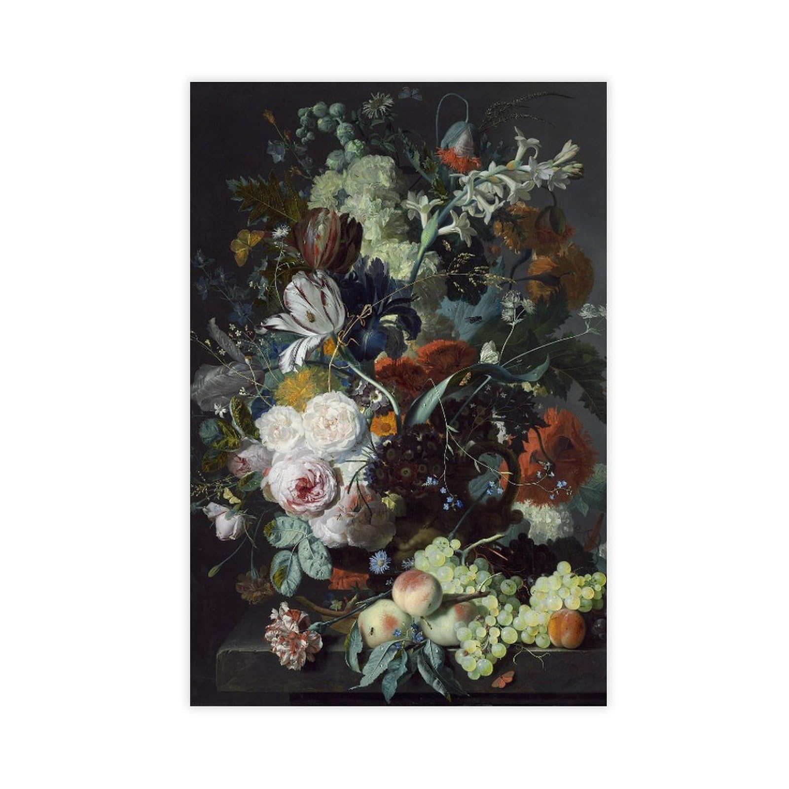 ASGRCN Still Life with Flowers And Fruit (c. 1715) Canvas Poster for Office Decor Gift