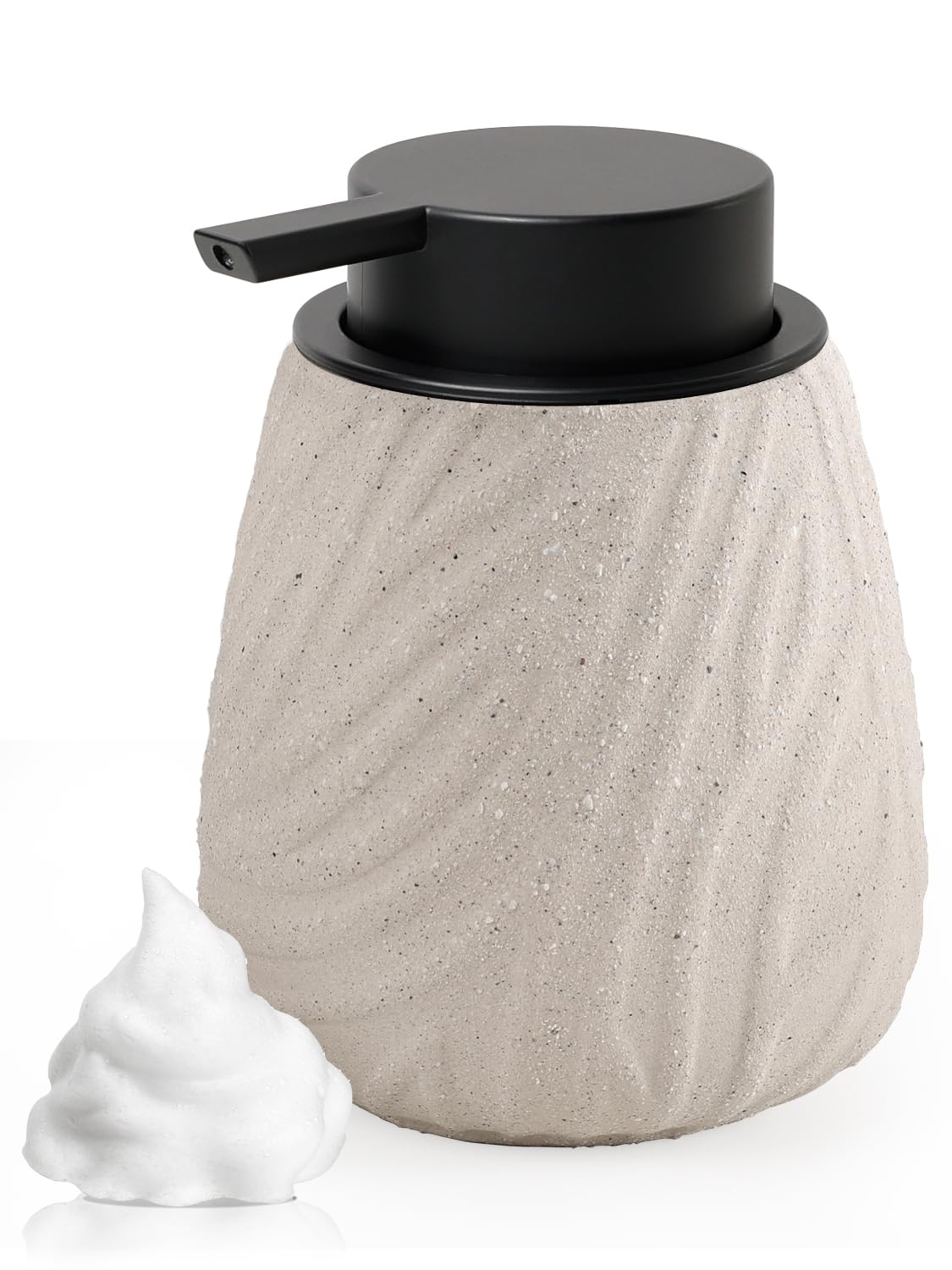 Dozownik mydła z pianki, dozownik płynu do mycia naczyń, 400 ml, naturalny beżowy, z dużą głowicą pompki, ceramiczny dozownik mydła piankowego do kuchni, łazienki