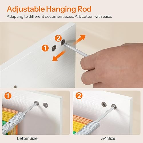 Miniatura 16 de HOOBRO Archivador de 3 cajones, archivador de madera para debajo del escritorio, se adapta a tamaño A4/carta para oficina en casa, cajonera pequeña