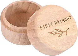 Caixa de memória gravada de madeira redonda de madeira para recém-nascido, caixa de dente de lembrança de bebê, recipiente de armazenamento de memorial, recipiente de armazenamento esculpido