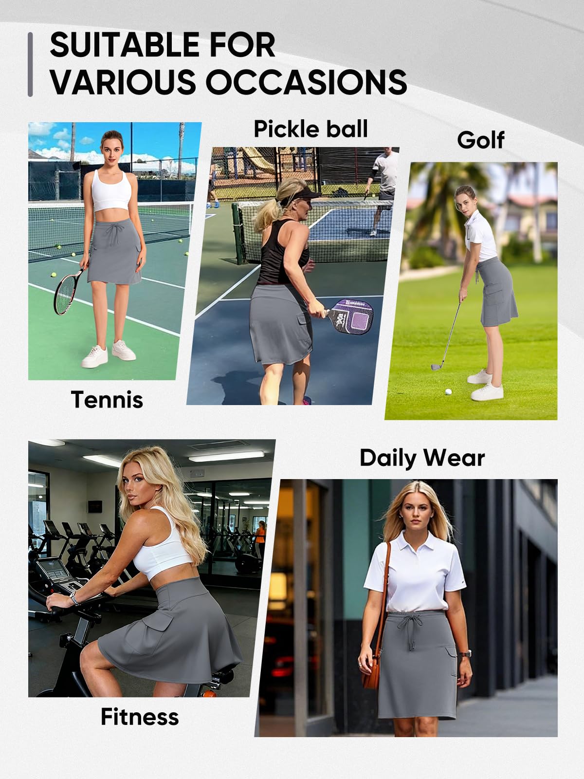 Bezioner Falda Pantalon Mujer hasta la Rodilla Golf Skort Deportiva con Bolsillos