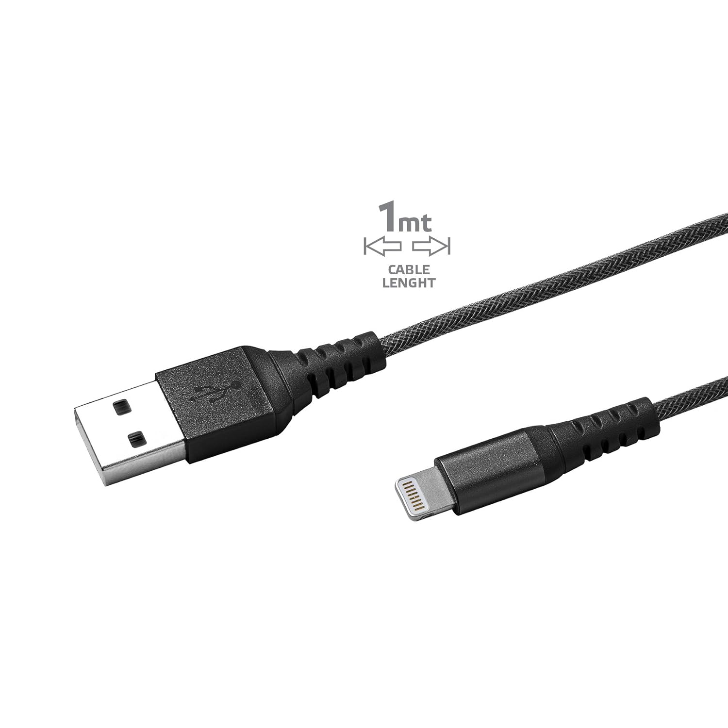 USB LIGHTNING NYLON CABLE BLACK